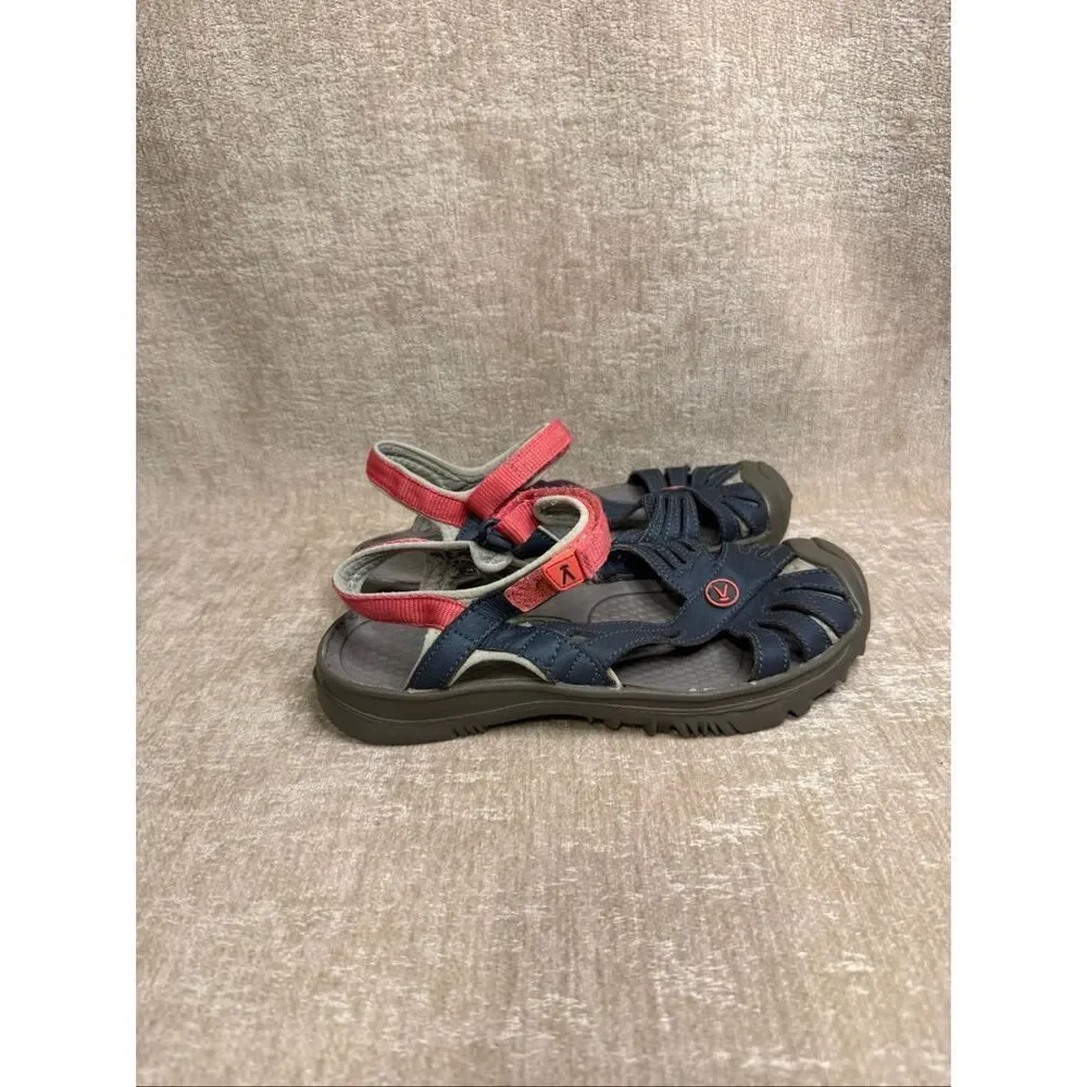 KEEN Kids' Rose Close-Toe Strappy Athletic Water Sandals Navy Blue Pink Size 3